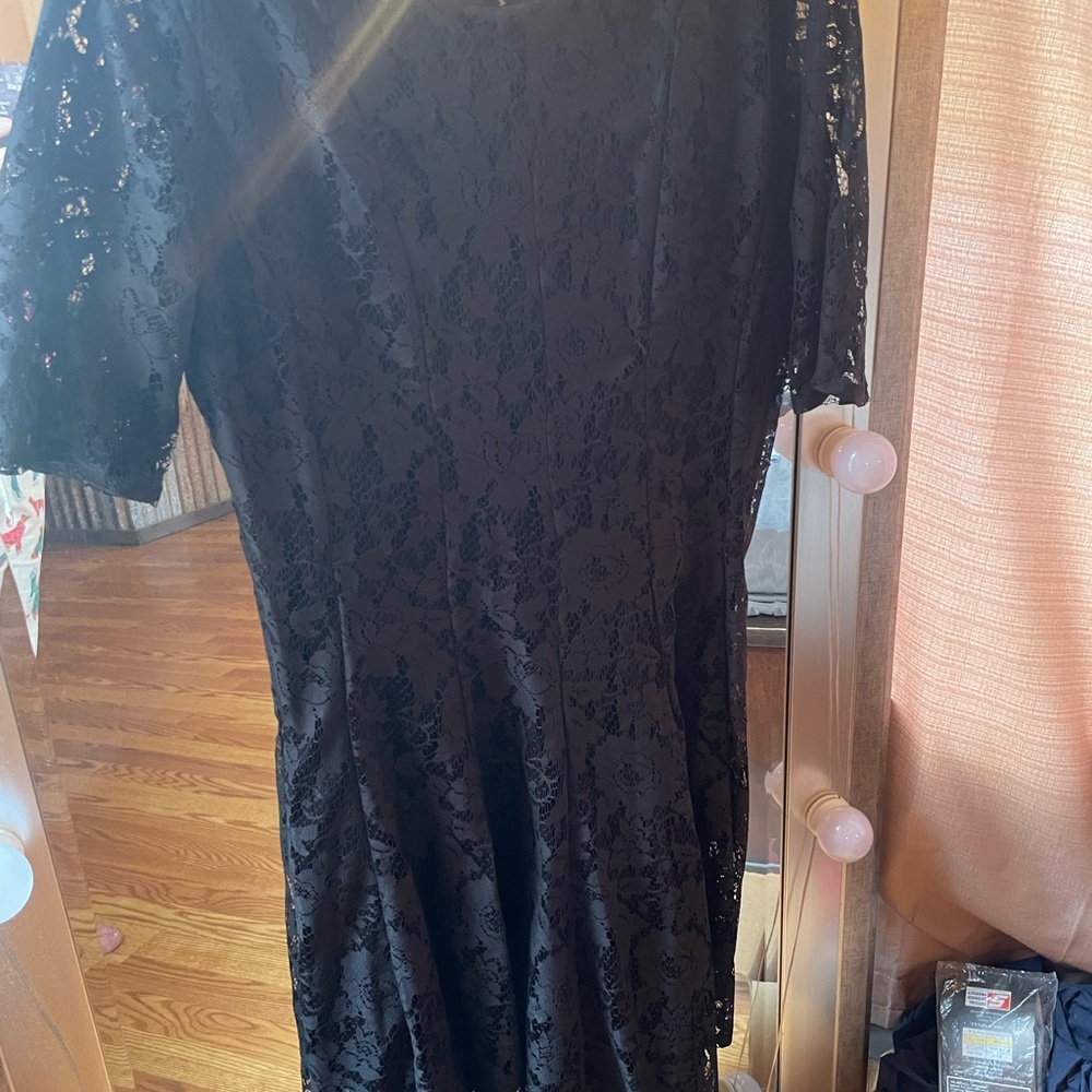 Danny & Nicole Black Floral Lace Long Sleeve Dress FORSALE